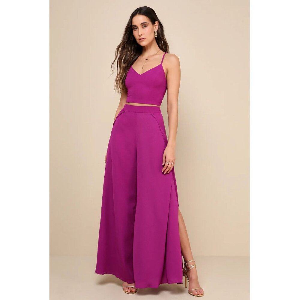 **NWT** LULU'S Out Tonight Magenta Two-Piece Jumpsuit Size Medium